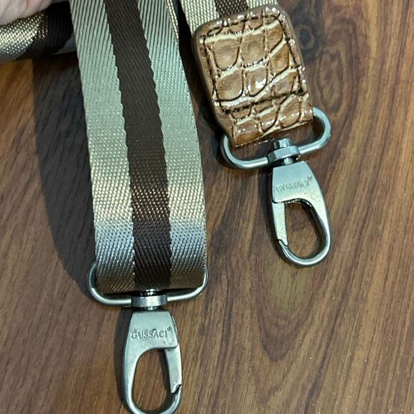 Gussaci gold brown striped purse strap  replacement strap - Picture 5 of 5